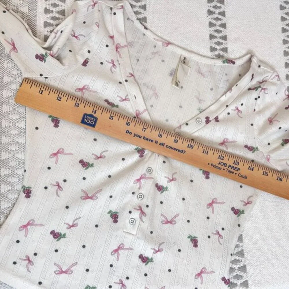 For Love & Lemons Top Floral Babydoll Cottagecore‎ Long Sleeve Baby Tee Cropped - Picture 7 of 7